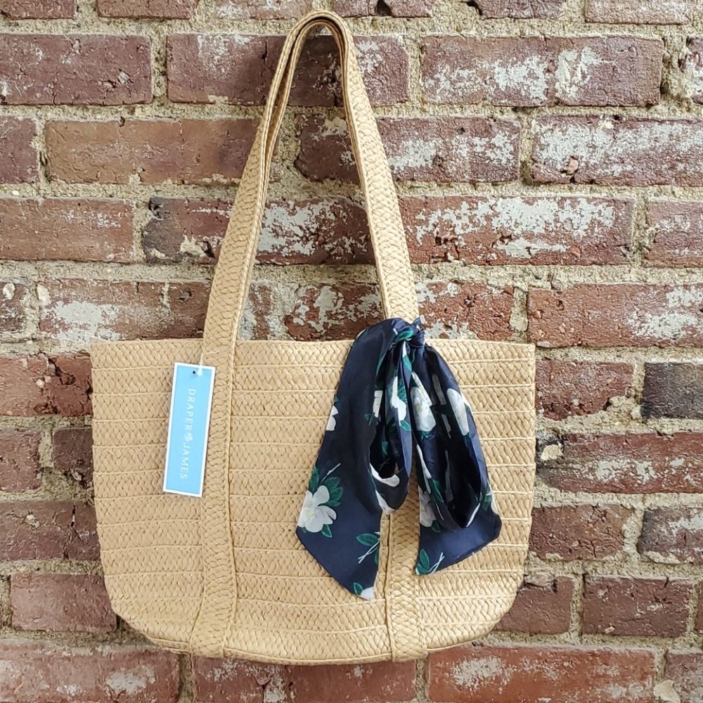 Draper James Straw purse with scarf tie